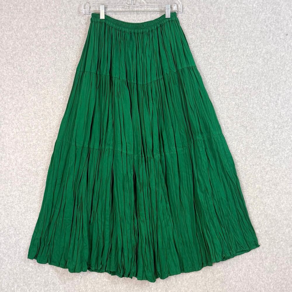 Vtg Cactus Flower Broomstick Maxi Skirt Size XL Hippie Boho Western Crinkle